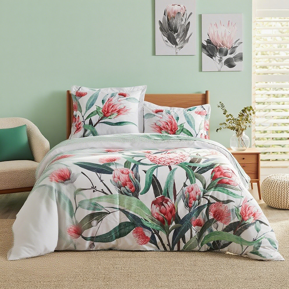 Set copripiumino con stampa floreale botanica Monica