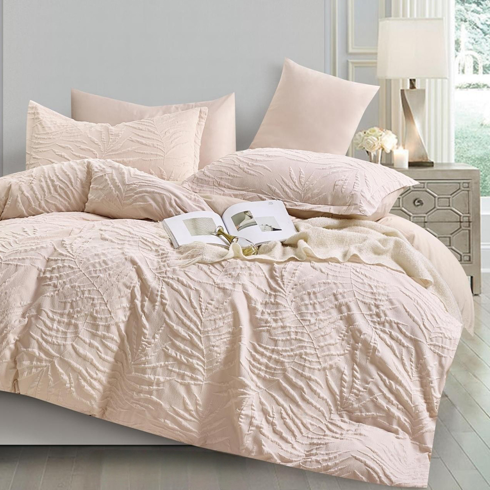 Set copripiumino copripiumino con motivo foglia botanica in rilievo Liora, set di biancheria da letto
