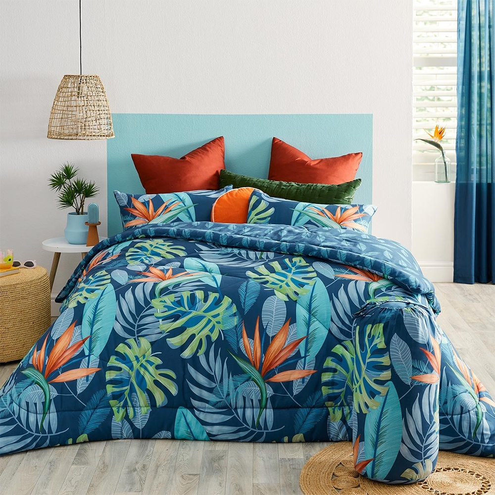 Set di piumini stampati floreali con palme botaniche tangenti