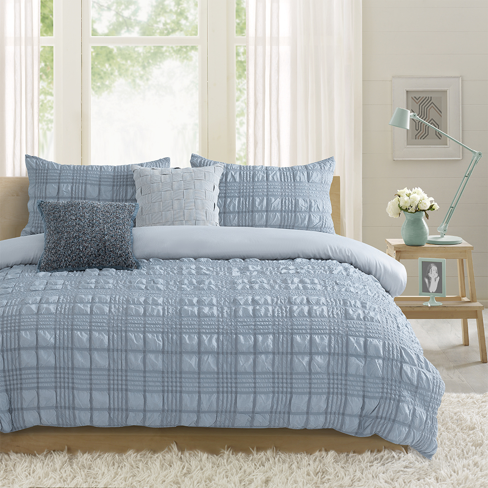 Set copripiumino Nina strutturato geometrico in rilievo ad arco increspato, set biancheria da letto