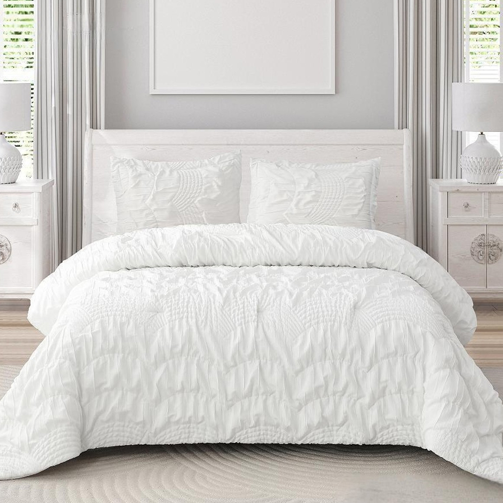 Set copripiumino increspato geometrico testurizzato Armando. Set biancheria da letto