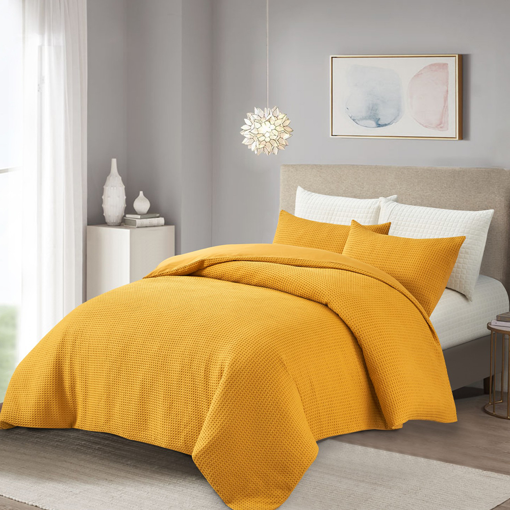Set copripiumino moderno con texture Hawaii Waffle, set biancheria da letto