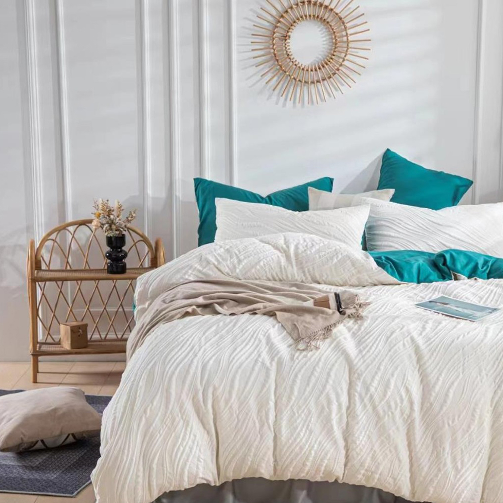 Set copripiumino moderno solido strutturato Nadine, set biancheria da letto