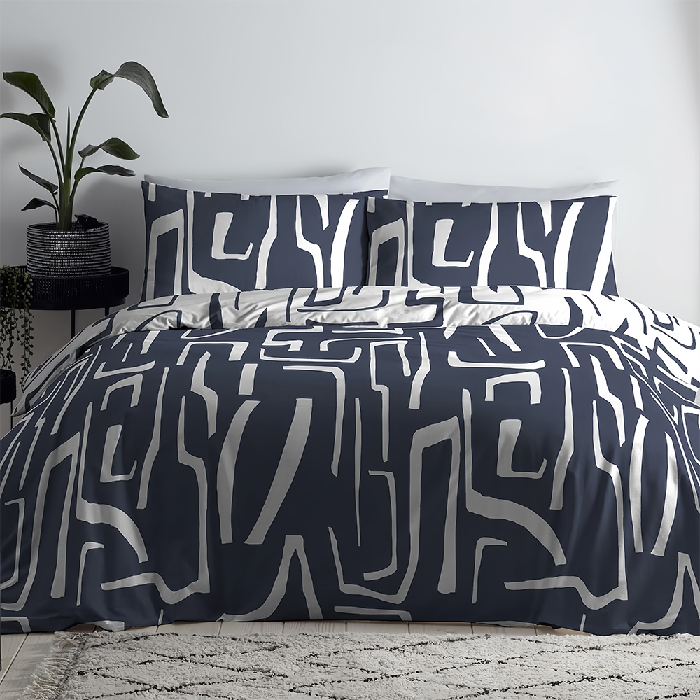 Set copripiumino con stampa geometrica Adria, set biancheria da letto