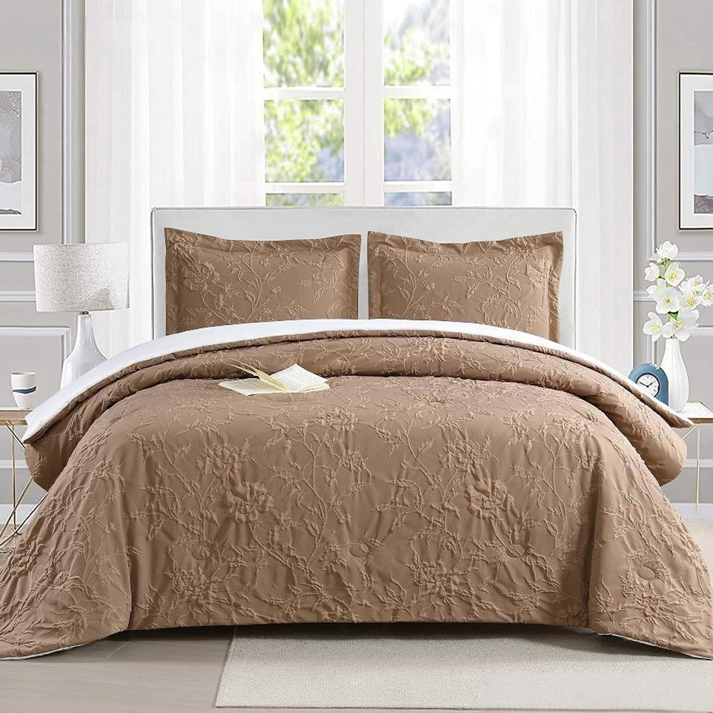 Set copripiumino copripiumino con texture minerale botanica floreale foglia goffrata, set biancheria da letto