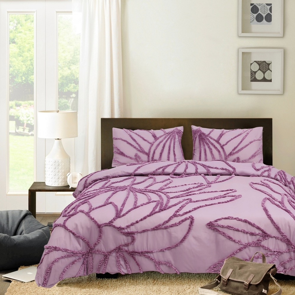 Set copripiumino ricamato in ciniglia trapuntata botanica Cynthia Protea Set biancheria da letto