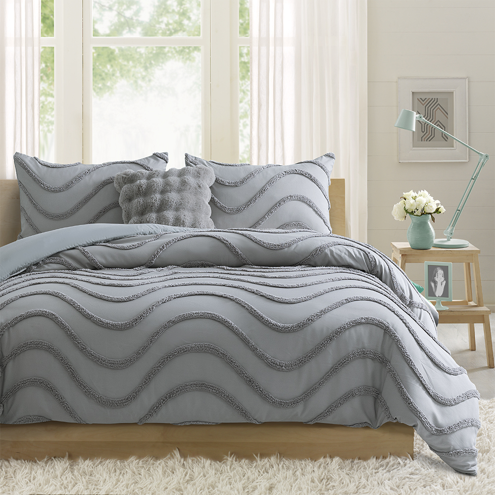 Milah geometrica onda moderna trapuntata ciniglia ricamo copripiumino set copripiumino set biancheria da letto