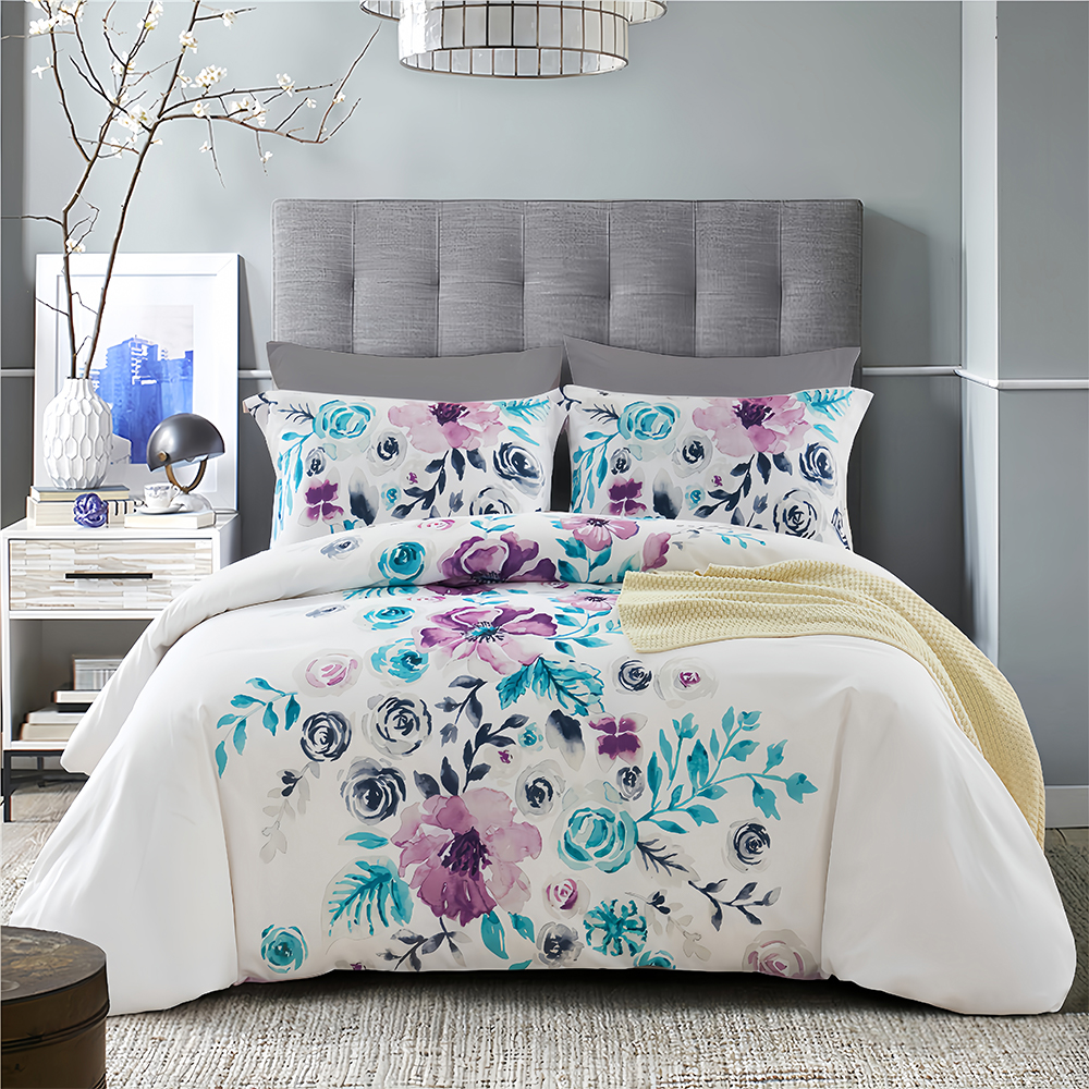 Set copripiumino con stampa botanica floreale Sianna, set biancheria da letto
