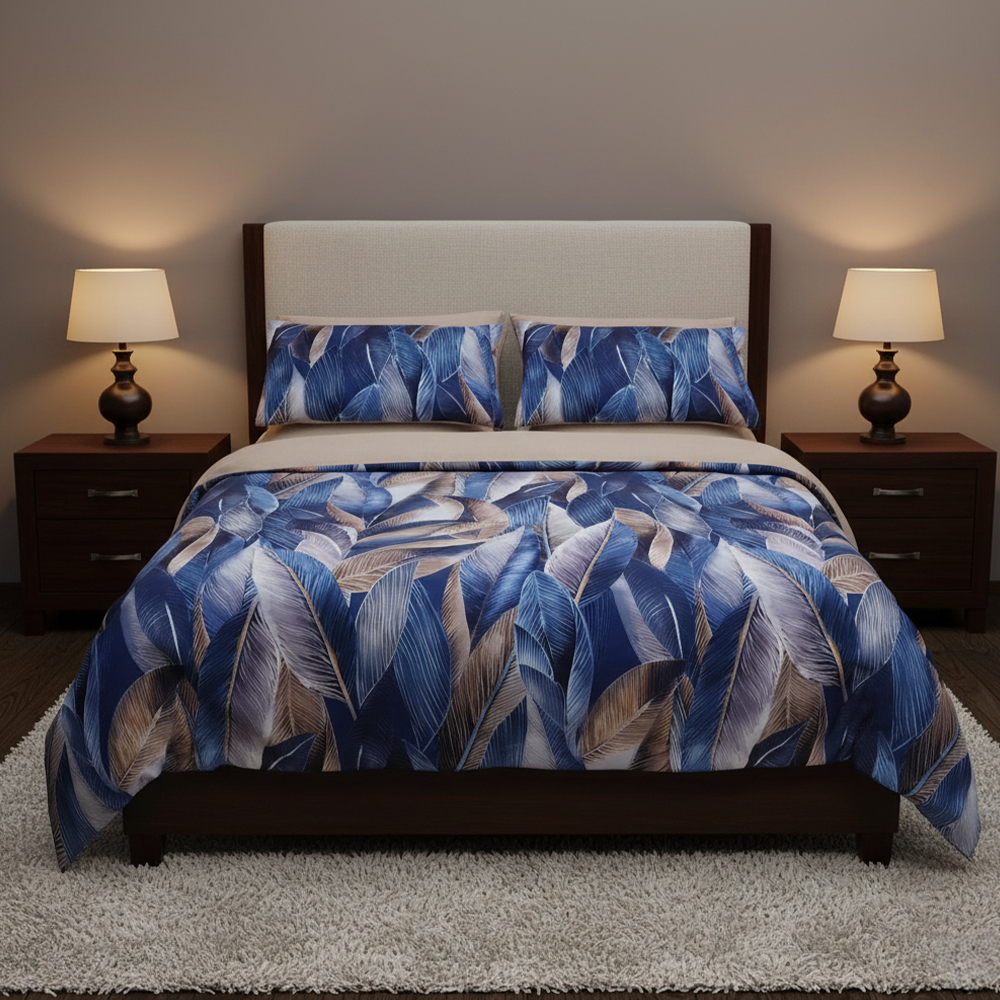Set copripiumino con stampa foglia tropicale dipinta botanica Oliver Set biancheria da letto