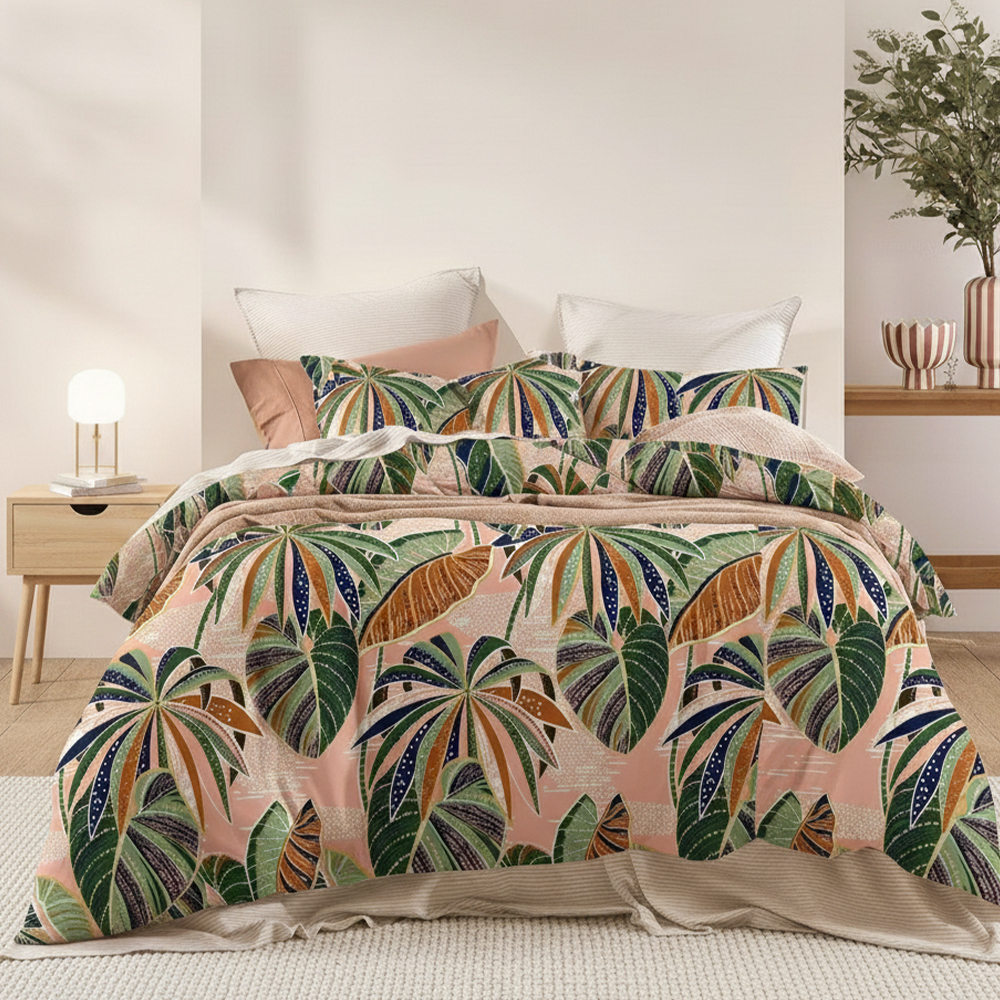 Set copripiumino stampato Maidstone Nature Leaf Prints in puro cotone microfibra Set biancheria da letto