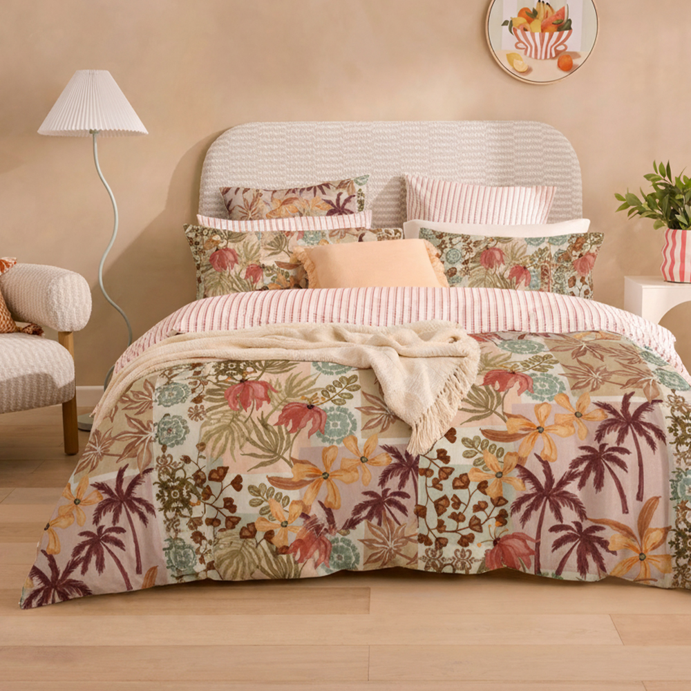 Set copripiumino copripiumino stampato in puro cotone microfibra estiva con stampe di palme Set biancheria da letto