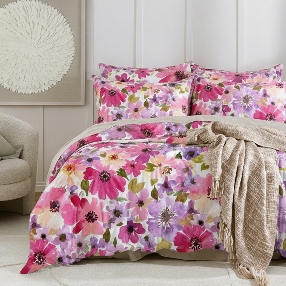 Helensvale Acquerello Botanico Stampe floreali Set copripiumino stampato in puro cotone microfibra Set biancheria da letto