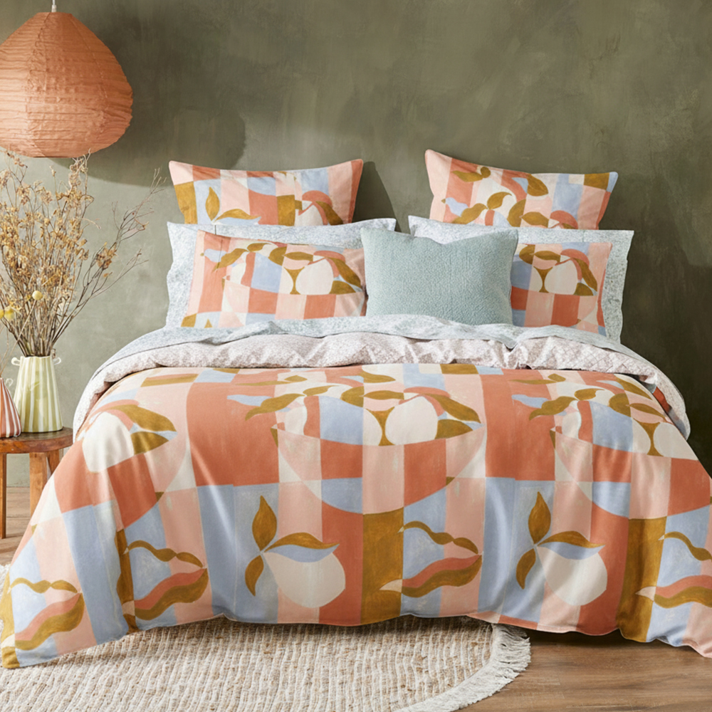 Coleraine Acquerello Stampe geometriche Set copripiumino stampato in puro cotone microfibra Set biancheria da letto
