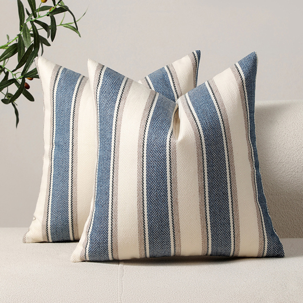 Cuscino decorativo in poliestere lino a righe