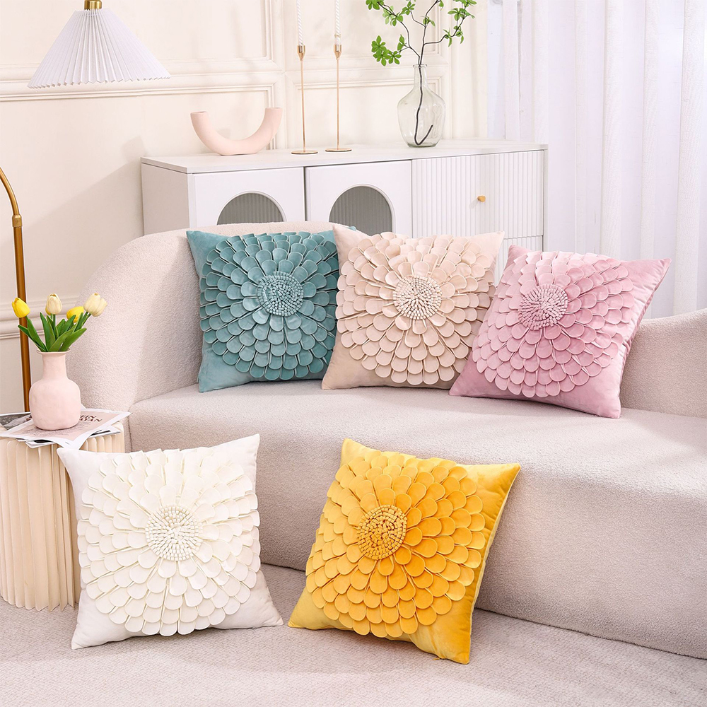 Cuscino decorativo con cuscino floreale 3D realizzato a mano
